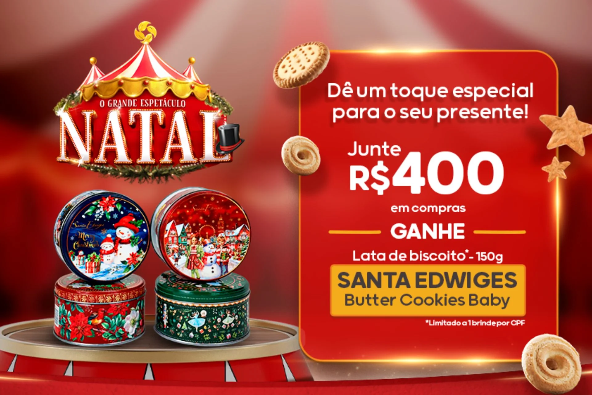 Compre e Ganhe Natal: Biscoitos Amanteigados Santa Edwiges. Confira!